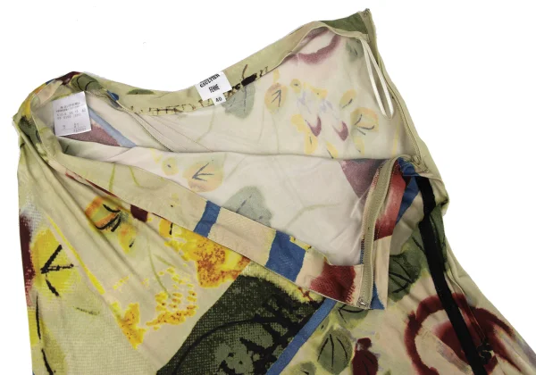 ジャンポールゴルチエ ファムJean Paul GAULTIER FEMME グラフィックプリントアシンメトリーストレッチスカート ベージュマルチ40 K-162956_004