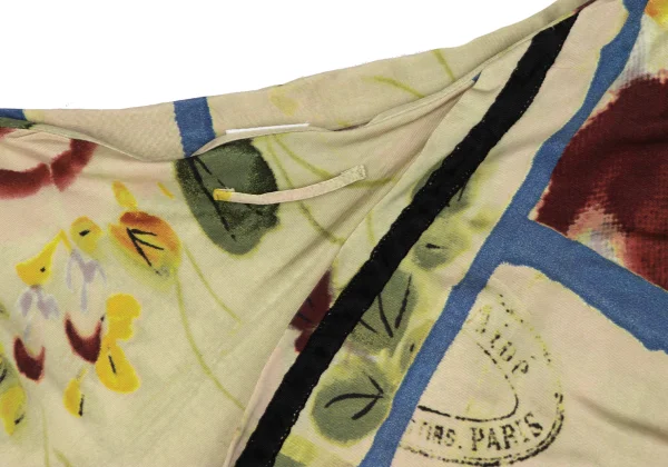 ジャンポールゴルチエ ファムJean Paul GAULTIER FEMME グラフィックプリントアシンメトリーストレッチスカート ベージュマルチ40 K-162956_014