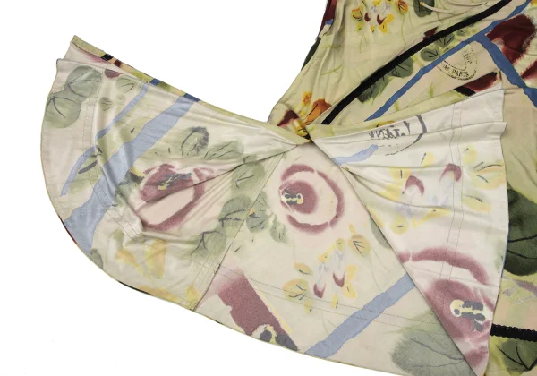 ジャンポールゴルチエ ファムJean Paul GAULTIER FEMME グラフィックプリントアシンメトリーストレッチスカート ベージュマルチ40 K-162956_015