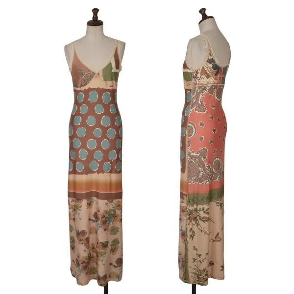 Jean Paul GAULTIER FEMME Multi Graphic Print Stretch Sleeveless Dress Beige,Multi-Color 40 K-162958_001