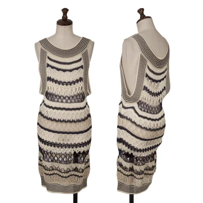 Jean Paul GAULTIER MAILLE FEMME Rayon Linen Openwork Sleeveless Knit Tunic