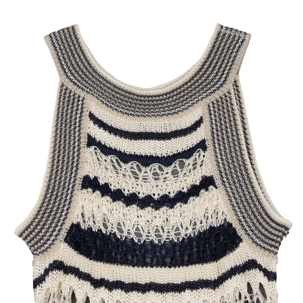 Jean Paul GAULTIER MAILLE FEMME Rayon Linen Openwork Sleeveless Knit Tunic K-162962_003