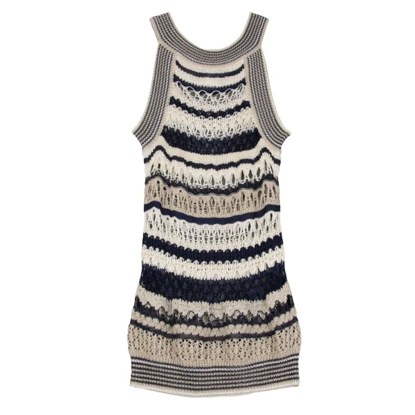 Jean Paul GAULTIER MAILLE FEMME Rayon Linen Openwork Sleeveless Knit Tunic K-162962_009