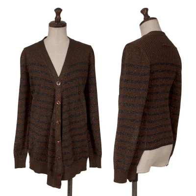 Jean Paul GAULTIER MAILLE FEMME Wool Blend Glitter Striped Knit Cardigan