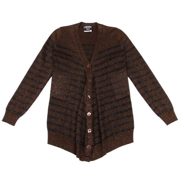 Jean Paul GAULTIER MAILLE FEMME Wool Blend Glitter Striped Knit Cardigan K-162963_002