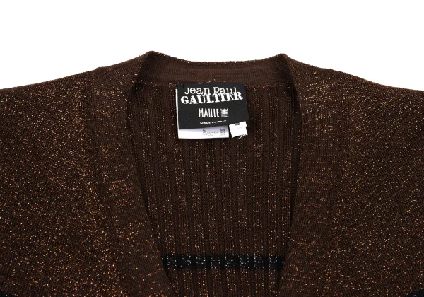 Jean Paul GAULTIER MAILLE FEMME Wool Blend Glitter Striped Knit Cardigan K-162963_005