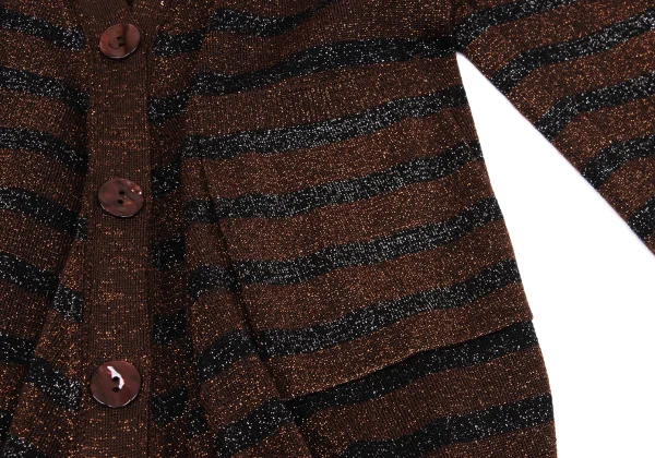 Jean Paul GAULTIER MAILLE FEMME Wool Blend Glitter Striped Knit Cardigan K-162963_007