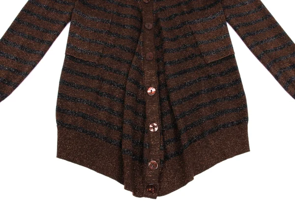 Jean Paul GAULTIER MAILLE FEMME Wool Blend Glitter Striped Knit Cardigan K-162963_010