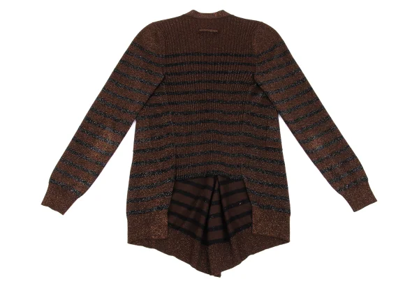 Jean Paul GAULTIER MAILLE FEMME Wool Blend Glitter Striped Knit Cardigan K-162963_012