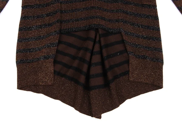 Jean Paul GAULTIER MAILLE FEMME Wool Blend Glitter Striped Knit Cardigan K-162963_014