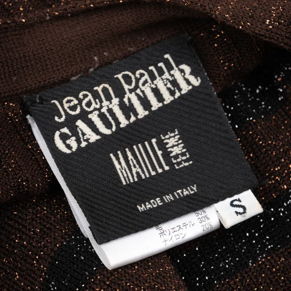 Jean Paul GAULTIER MAILLE FEMME Wool Blend Glitter Striped Knit Cardigan K-162963_017