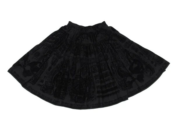 Jean Paul GAULTIER MAILLE FEMME Wool Flocked Print Flared Skirt K-162965_002