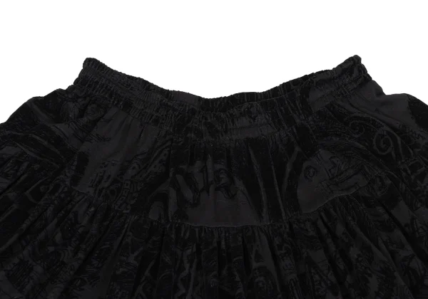 Jean Paul GAULTIER MAILLE FEMME Wool Flocked Print Flared Skirt K-162965_003