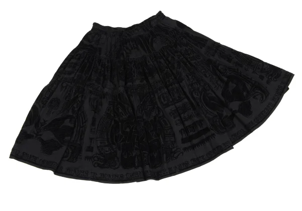 Jean Paul GAULTIER MAILLE FEMME Wool Flocked Print Flared Skirt K-162965_005