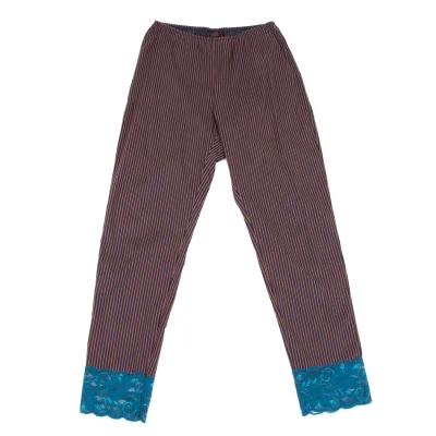 Jean Paul GAULTIER CLASSIQUE Hem Lace Stretch Striped Pants