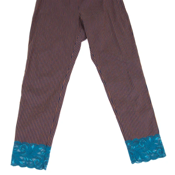 Jean Paul GAULTIER CLASSIQUE Hem Lace Stretch Striped Pants K-162966_005