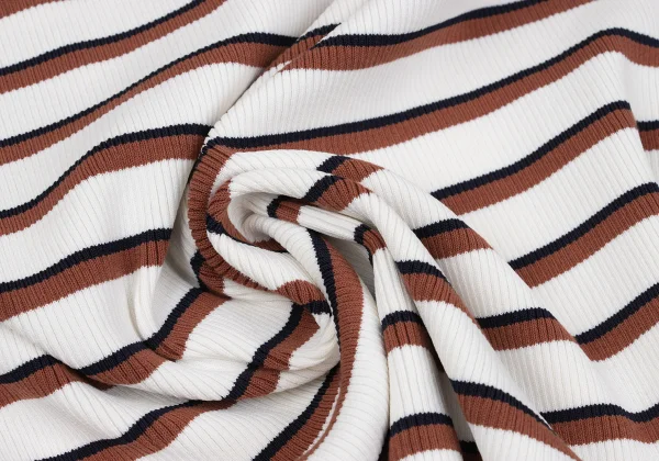 Chloe Printed Silk Sleeves Switching Stripe Knit Top K-162973_010
