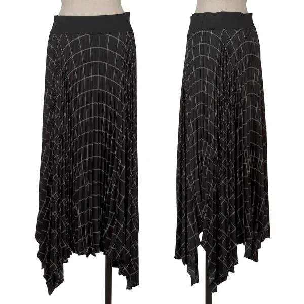 JOSEPH Check Drape Pleats Skirt Black 38 K-162978_001