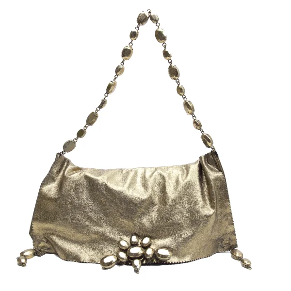 Jean Paul GAULTIER MAROQUINERIE Metallic Leather Chain Shoulder Bag K-162979_002