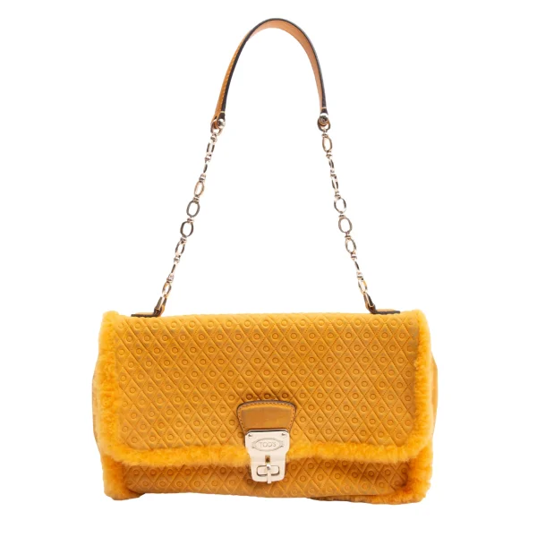 TOD'S Quilted Suede Chain Shoulder Bag K-162981_002