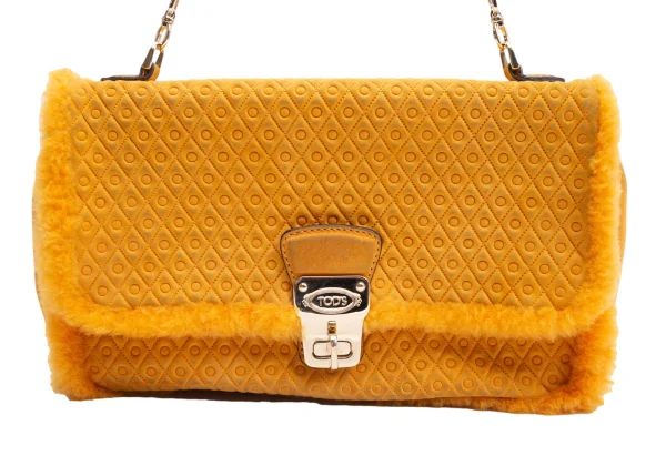 TOD'S Quilted Suede Chain Shoulder Bag K-162981_003