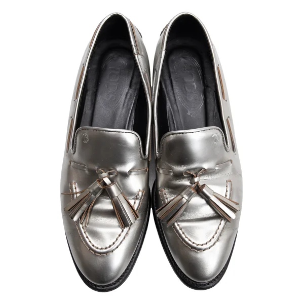 TOD'S Metallic Tassel Leather Loafer K-162984_002
