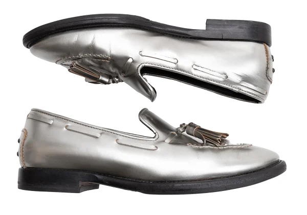 TOD'S Metallic Tassel Leather Loafer K-162984_003