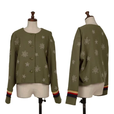 ISSEY MIYAKE I.S. Wool Embroidered Collarless Jacket