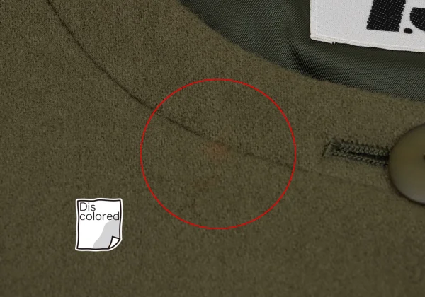 イッセイミヤケISSEY MIYAKE I.S. ウールエンブロイダリーノーカラージャケット カーキM K-162987_004