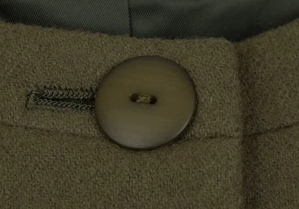 イッセイミヤケISSEY MIYAKE I.S. ウールエンブロイダリーノーカラージャケット カーキM K-162987_006