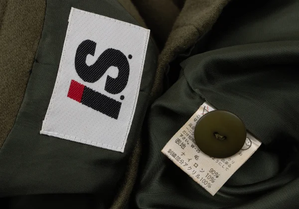 イッセイミヤケISSEY MIYAKE I.S. ウールエンブロイダリーノーカラージャケット カーキM K-162987_020