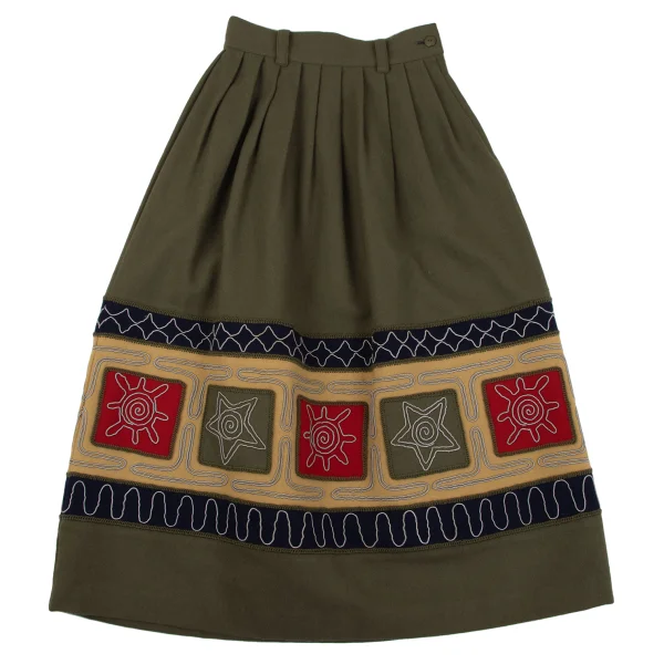 ISSEY MIYAKE I.S. Wool Embroidered Skirt K-162988_002