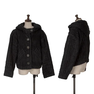 ISSEY MIYAKE I.S. Cotton Stripe Pile Hooded Jacket