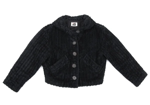 ISSEY MIYAKE I.S. Cotton Stripe Pile Hooded Jacket K-162990_002
