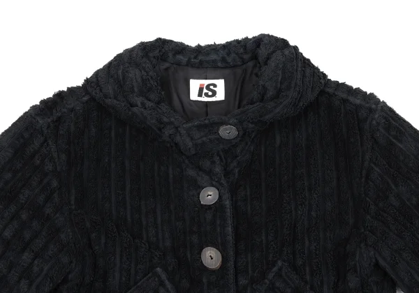 ISSEY MIYAKE I.S. Cotton Stripe Pile Hooded Jacket K-162990_003