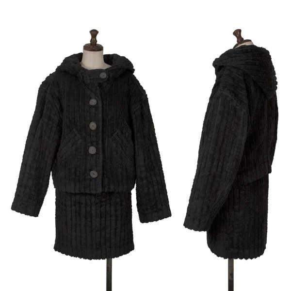 ISSEY MIYAKE I.S. Cotton Stripe Pile Hooded Jacket K-162990_018