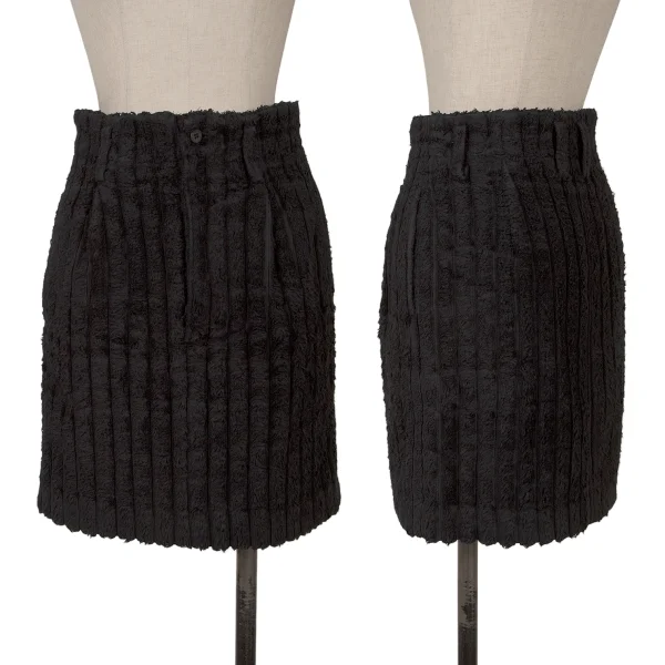 ISSEY MIYAKE I.S. Cotton Stripe Pile Skirt Black M K-162991_001
