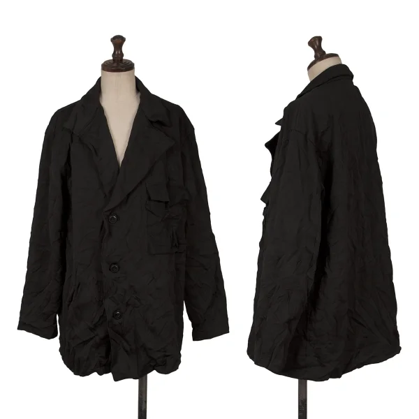 Y's Poly Wrinkle Jacket Black 2 K-163006_001