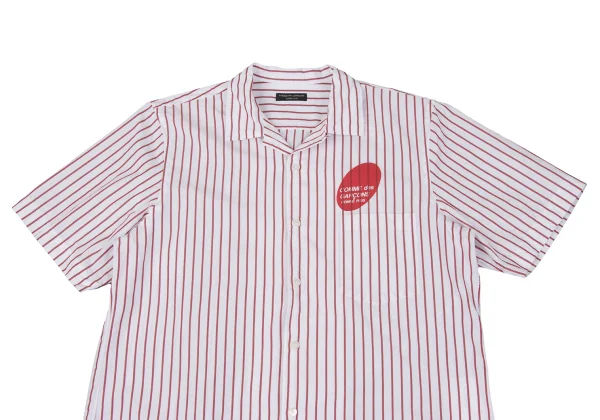 COMME des GARCONS HOMME PLUS Logo Printed Stripe Open Collar Shirt K-163010_002