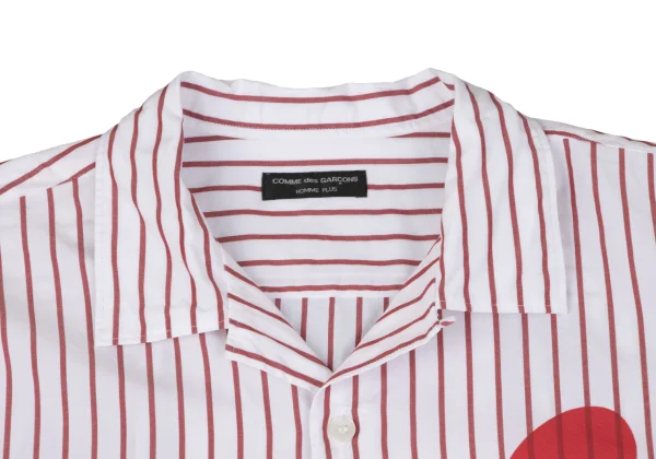 COMME des GARCONS HOMME PLUS Logo Printed Stripe Open Collar Shirt K-163010_003