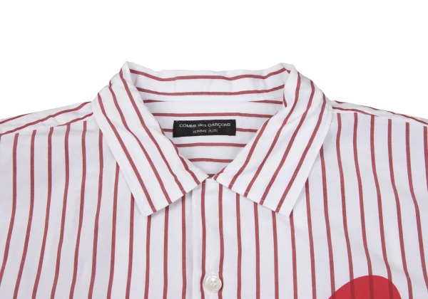COMME des GARCONS HOMME PLUS Logo Printed Stripe Open Collar Shirt K-163010_005