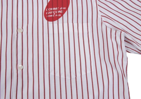 COMME des GARCONS HOMME PLUS Logo Printed Stripe Open Collar Shirt K-163010_007