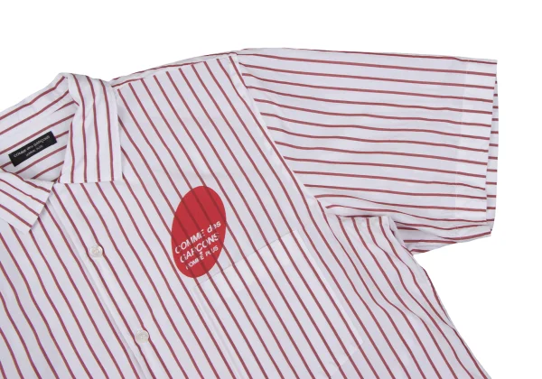 COMME des GARCONS HOMME PLUS Logo Printed Stripe Open Collar Shirt K-163010_008