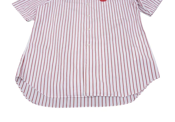 COMME des GARCONS HOMME PLUS Logo Printed Stripe Open Collar Shirt K-163010_010