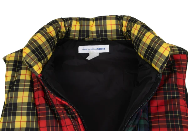 COMME des GARCONS SHIRT Colorful Check Patchwork Padded Vest K-163018_004
