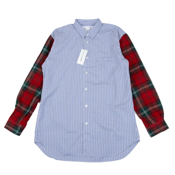 COMME des GARCONS SHIRT Different Material Sleeve Switching Shirt Blue,White,Red L K-163030_001