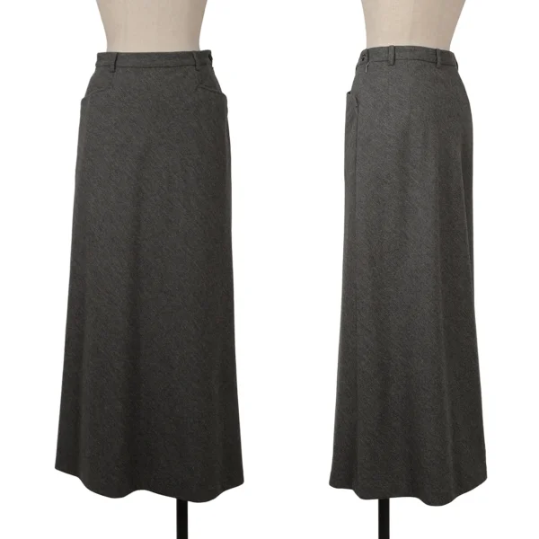 MARGARET HOWELL Wool Side Pocket Long Skirt Grey 2 K-163045_001