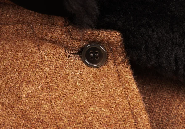 MARGARET HOWELL Detachable Fur Wool Harris Tweed Jacket K-163050_004