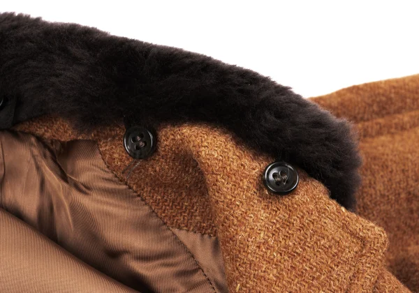 MARGARET HOWELL Detachable Fur Wool Harris Tweed Jacket K-163050_005