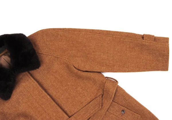 MARGARET HOWELL Detachable Fur Wool Harris Tweed Jacket K-163050_007